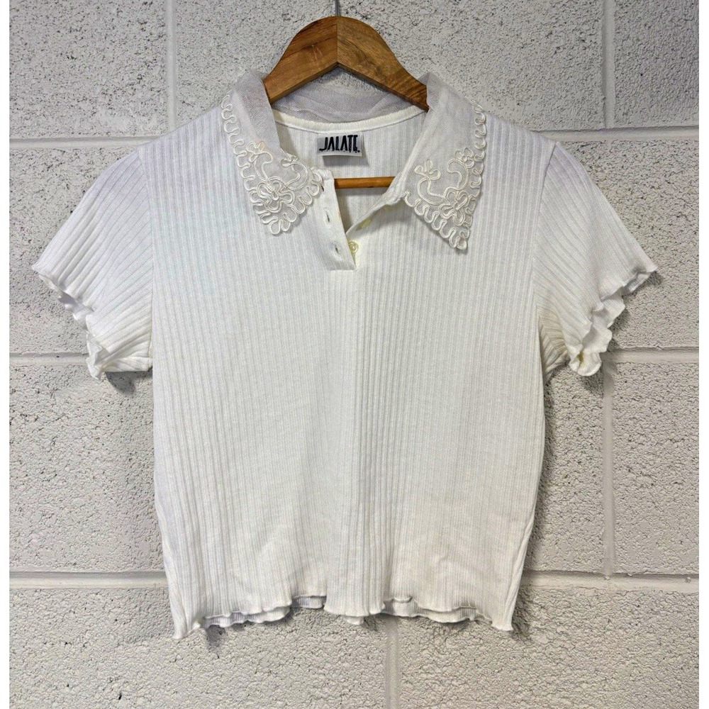 Vintage Jalate Limited White Knit Polo Short Sleeve NO SIZE TAG